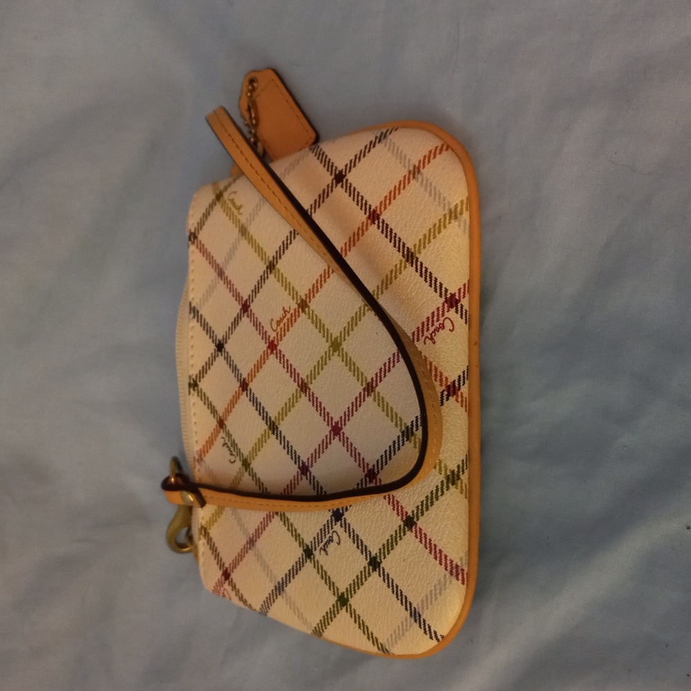 Cream and Plaid small wristlet wallet - Picture 4 of 5